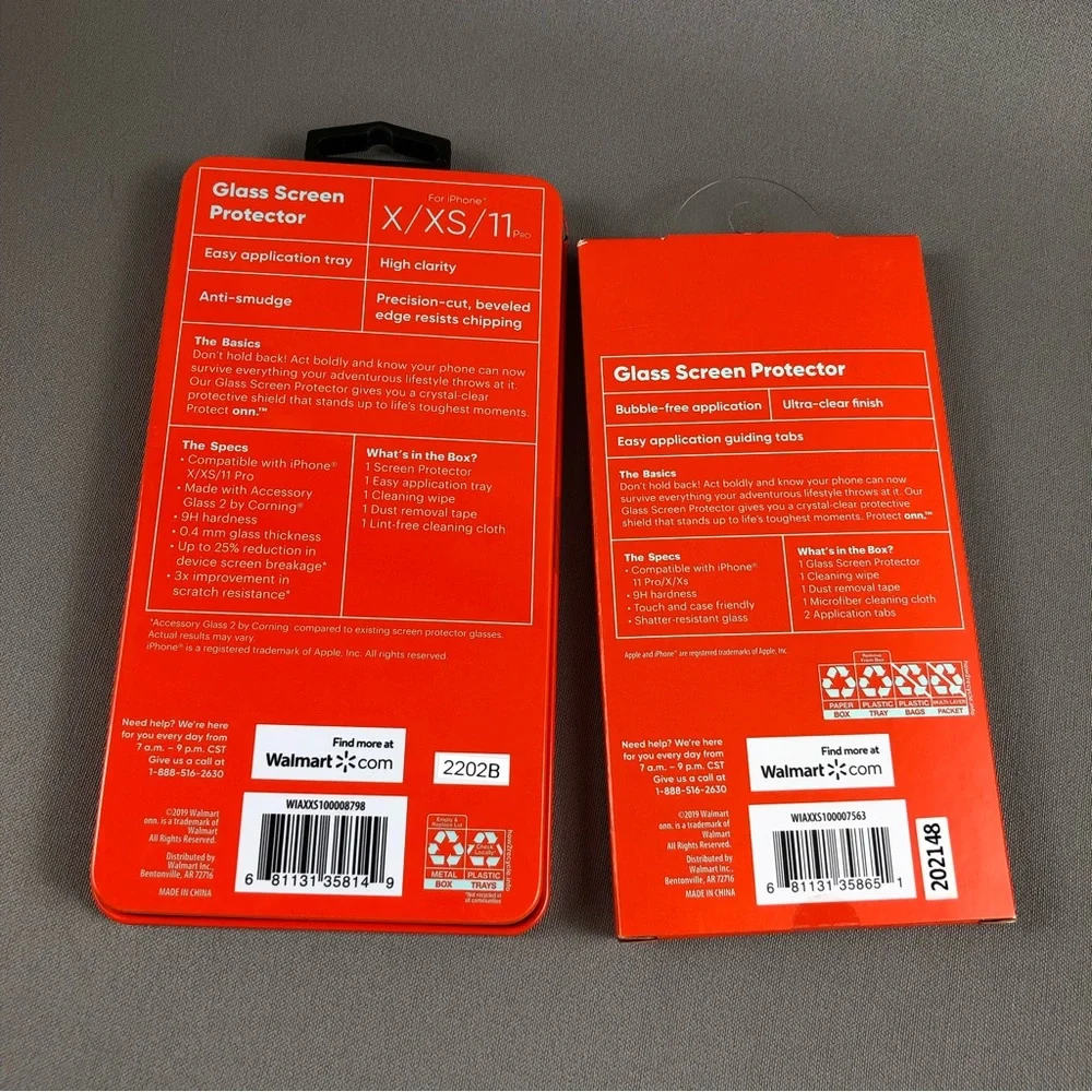Onn. Corning Glass Protector for IPhone X/XS/11 Pro Bundle